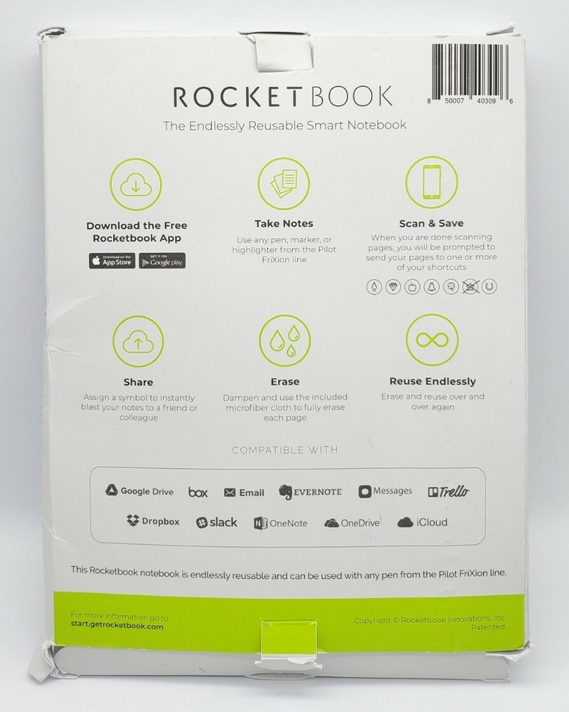 Rocketbook Core Executive 36 Page Dot Grid Smart Notebook/Pen/Microfiber Cloth