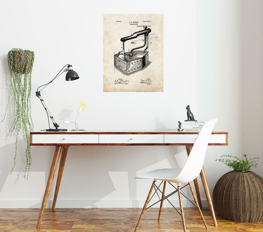 Laundry Iron Patent Print Old Look