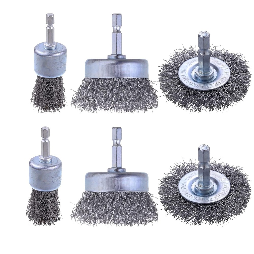 6 Pack Carbon Steel Wire Brush Set for Efficient Rust & Paint Removal Solutions