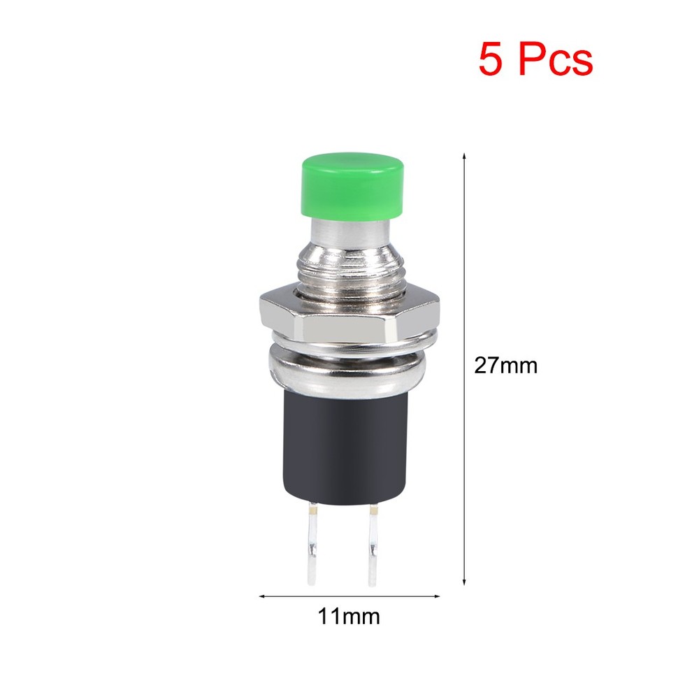 5Pcs,7mm Green Momentary Push Button Switch Round Flat Button SPST NO