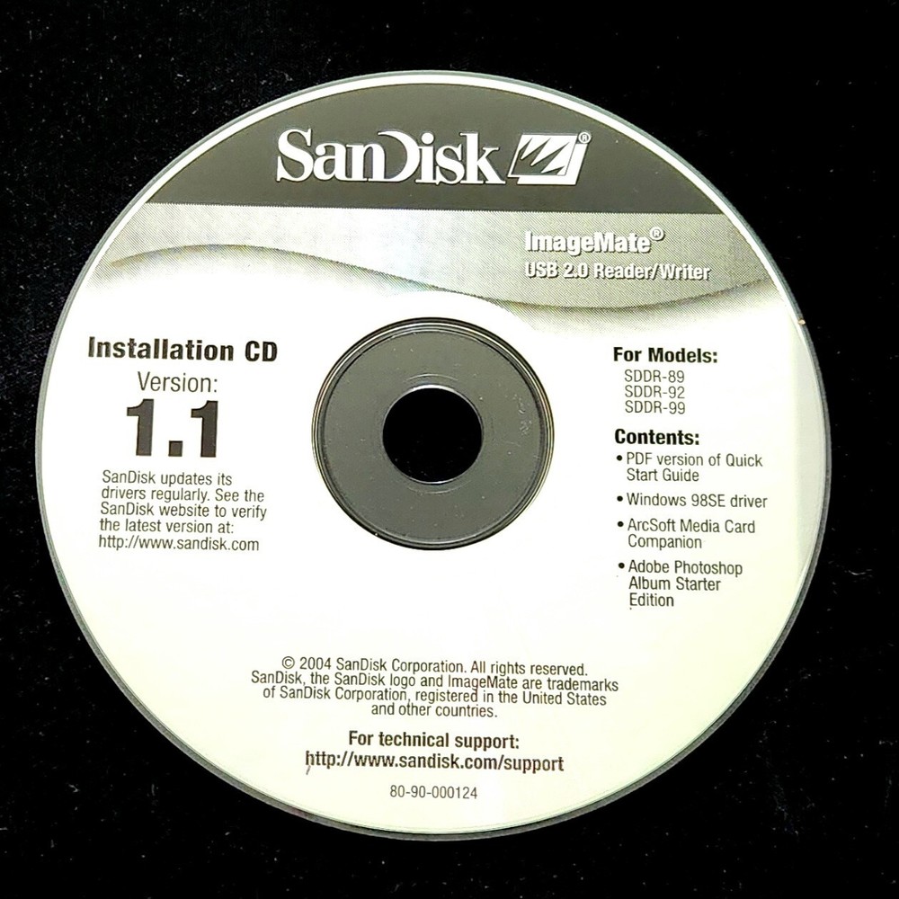 SanDisk ImageMate Installation CD Version Ver  1.1 USB 2.0 Reader/Writer SDDR