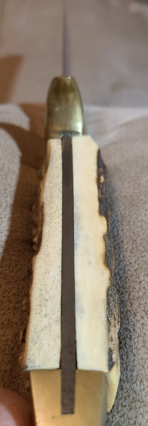 Large About 1 1/2 Pound Stag Bowie Indian Hunting Buffalo Scene Germany Chrome