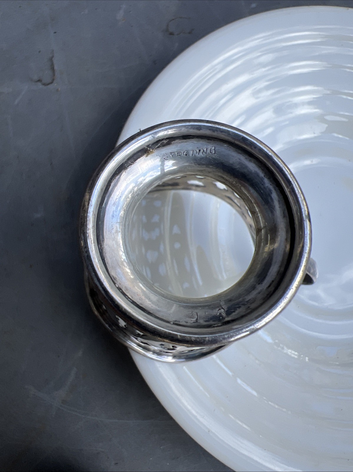 2 STERLING Silver (44.3g) SOLID SILVER + LENOX Cups & Saucers 1920-40 3”