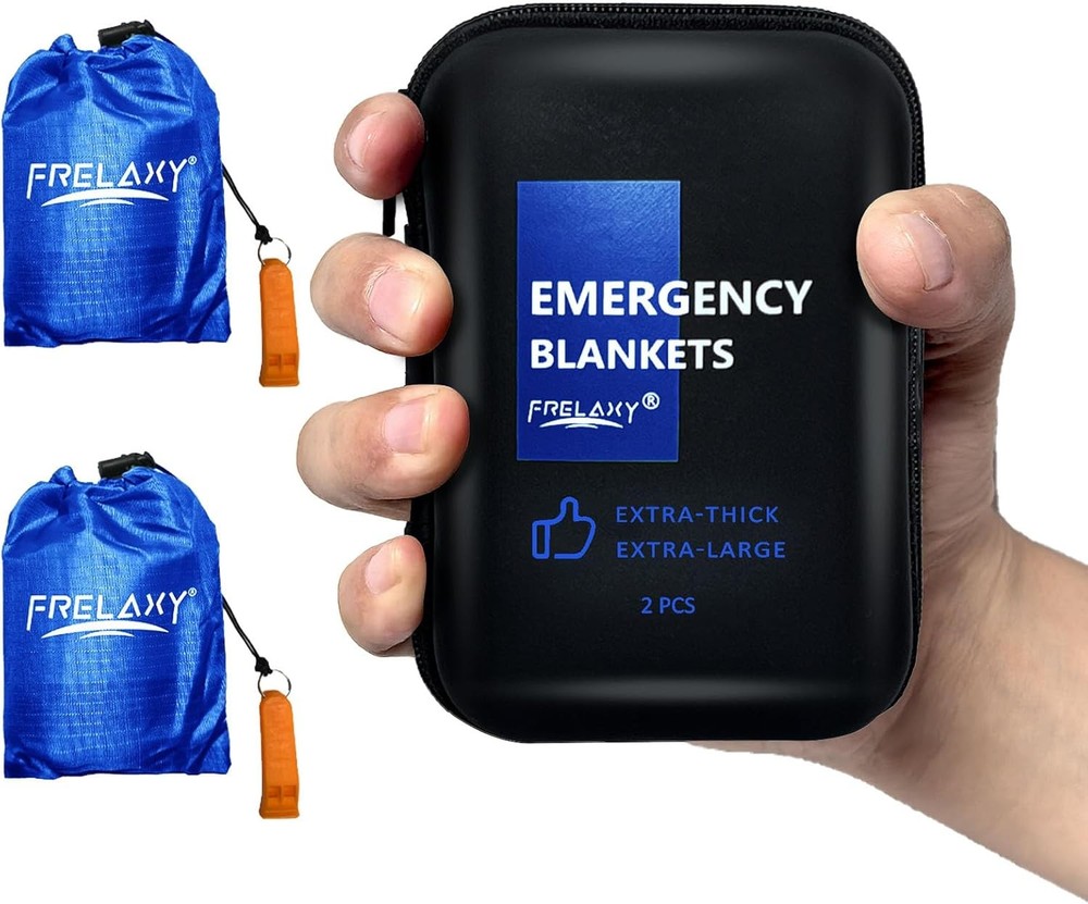 Frelaxy Emergency Blanket 2-Pack/4-Pack, Extra-Thick Full, Blue - 2 Pack
