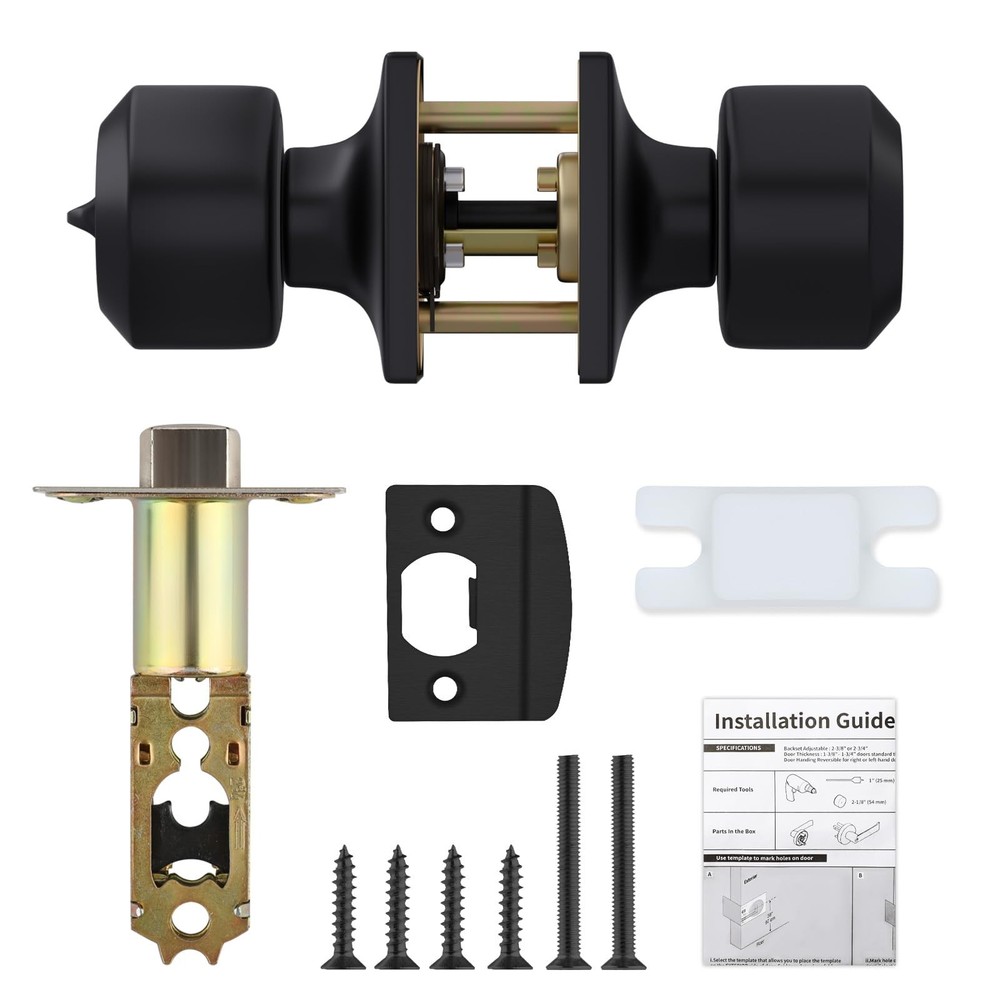 Haidms 6 Pack Black Door Knobs Interior, Privacy -6 Pack, Matte