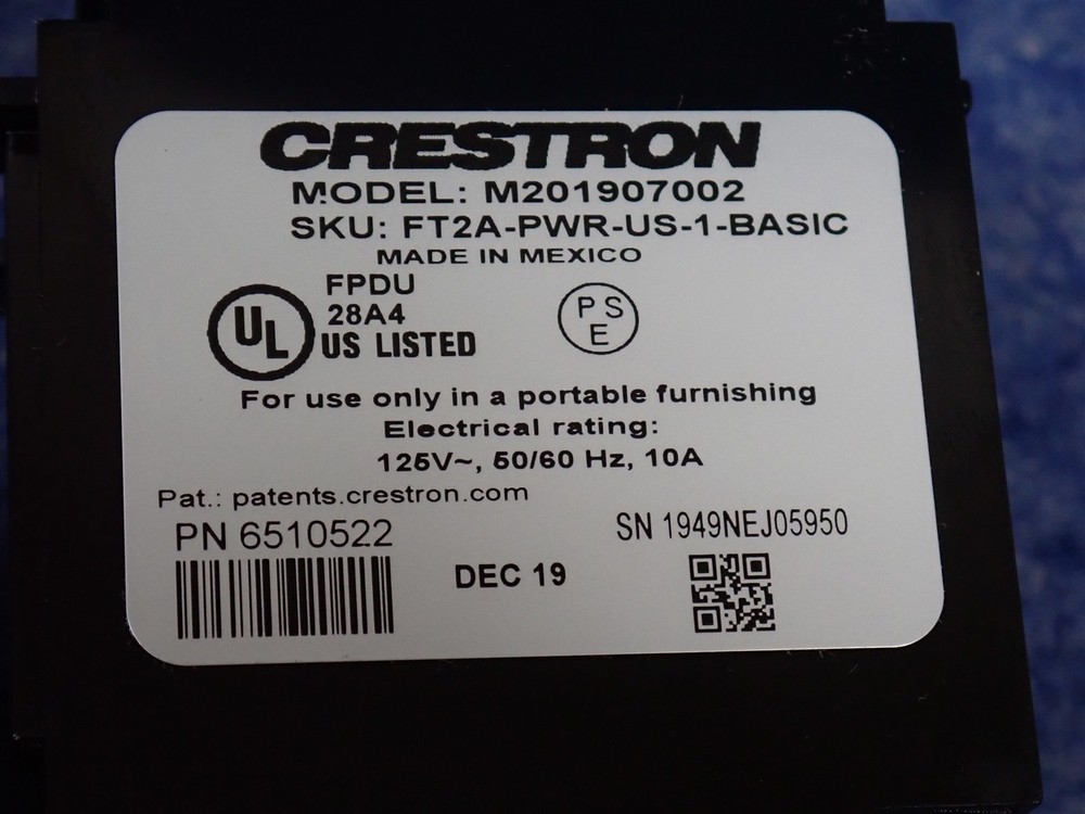 Crestron FT2A-PWR-US-1-BASIC AC Power Outlet Module, US NEMA 5, Type B (D18)
