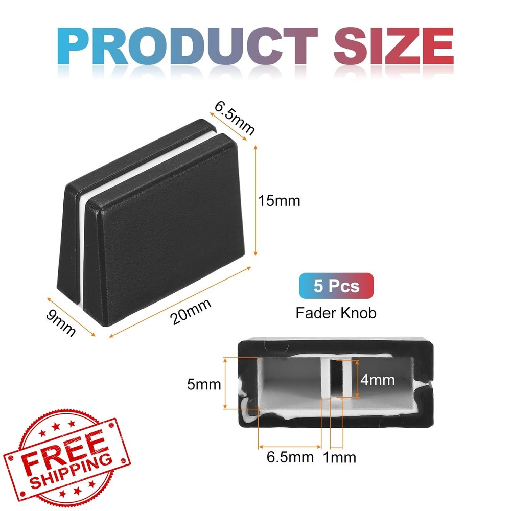 MECCANIXITY 5pc Black Mixer Fader Knobs Slider Potentiometer Caps