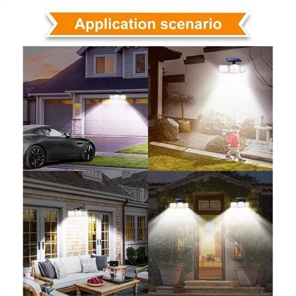 3 Head 50000LM LED Solar Lights Outdoor Waterproof Motion Sensor Security Lamp