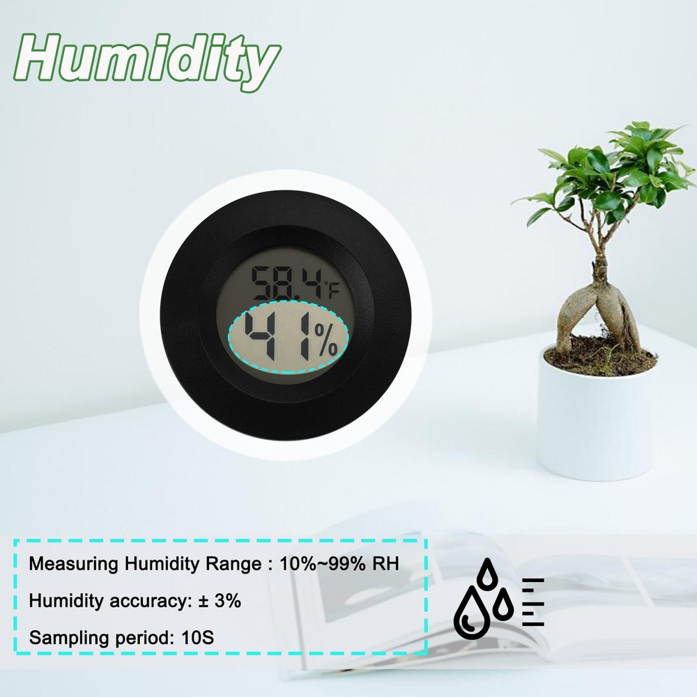 Mini Hygrometer Digital Thermometer Humidity Meter 10 Pack Black