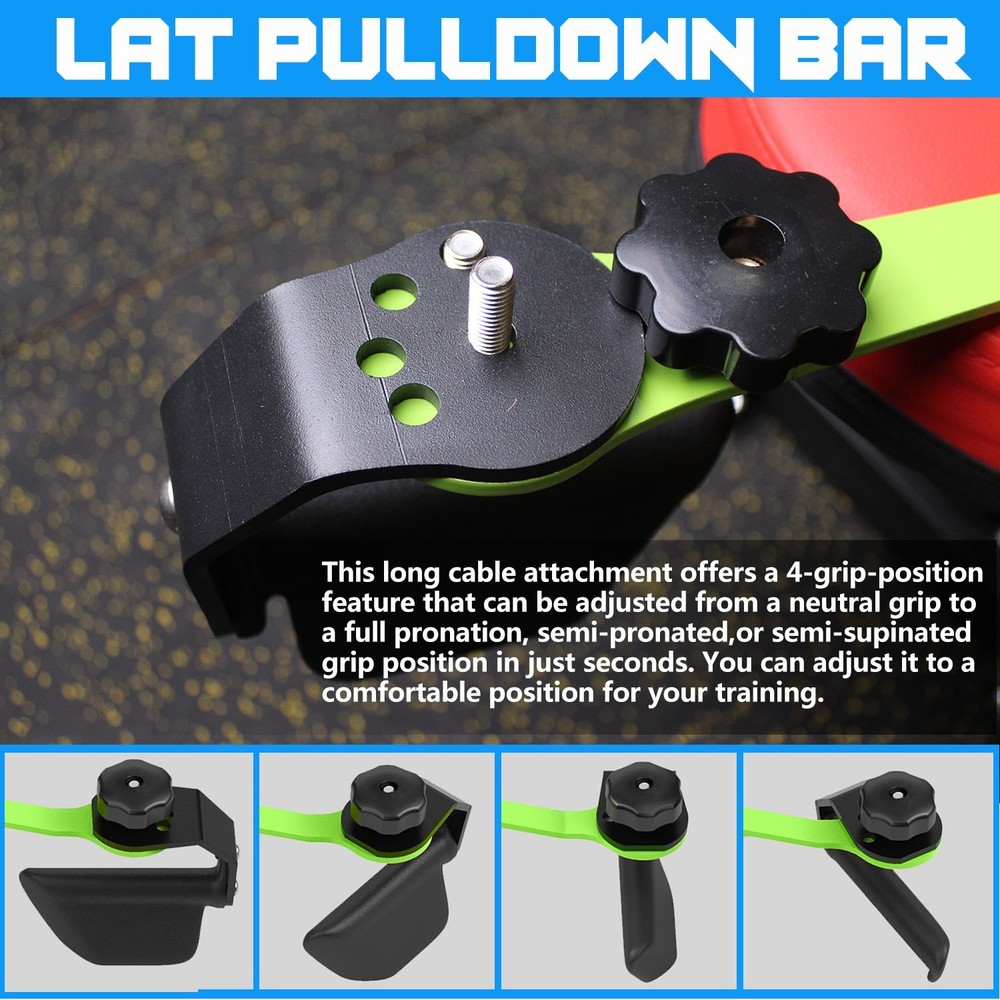 Adjustable Lat Pull Down Bar Cable Machine Attachments for Gym Wide Grip Handle
