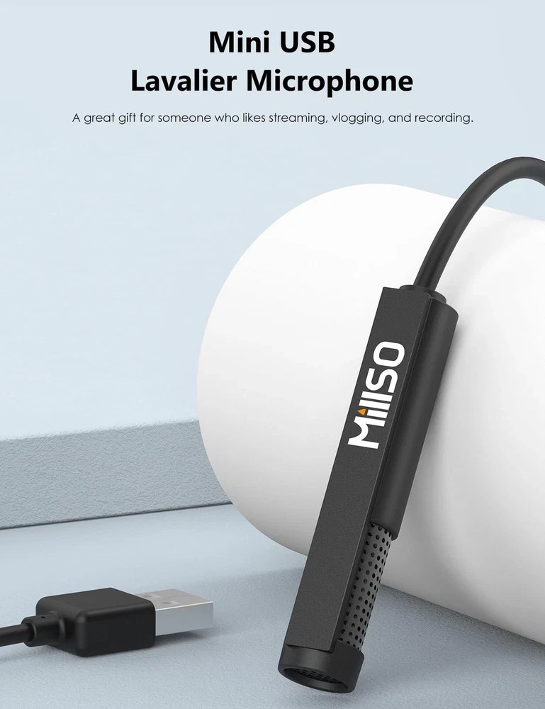 USB PC Microphone Plug & Play Omnidirectional External Lavalier Mini USB Micr...