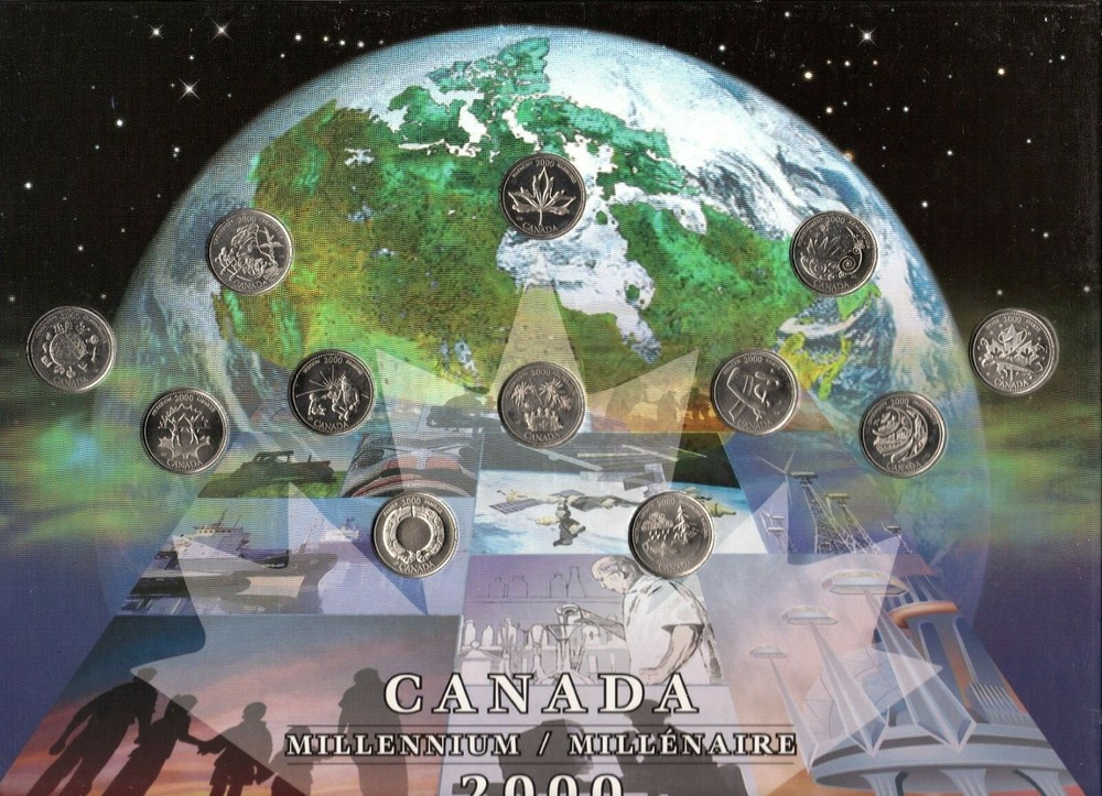 2000 Uncirculated Canadian Millennium quarters set 12pcs 