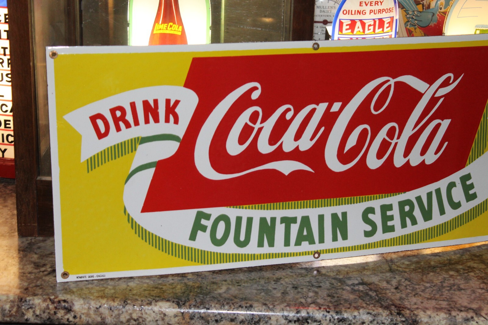 RARE NOS DRINK COCA COLA FOUNTAIN SERVICE PORCELAIN METAL SIGN SODA POP GAS