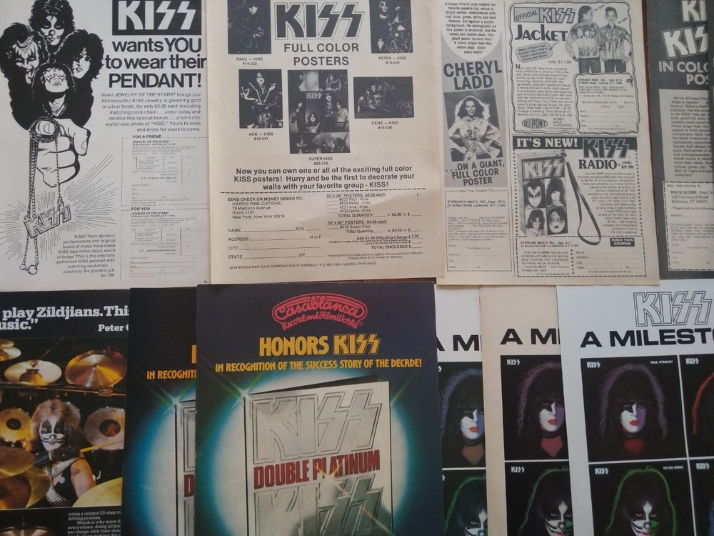 KISS Vintage Various Magazine Adverts 27 total Single sheets.