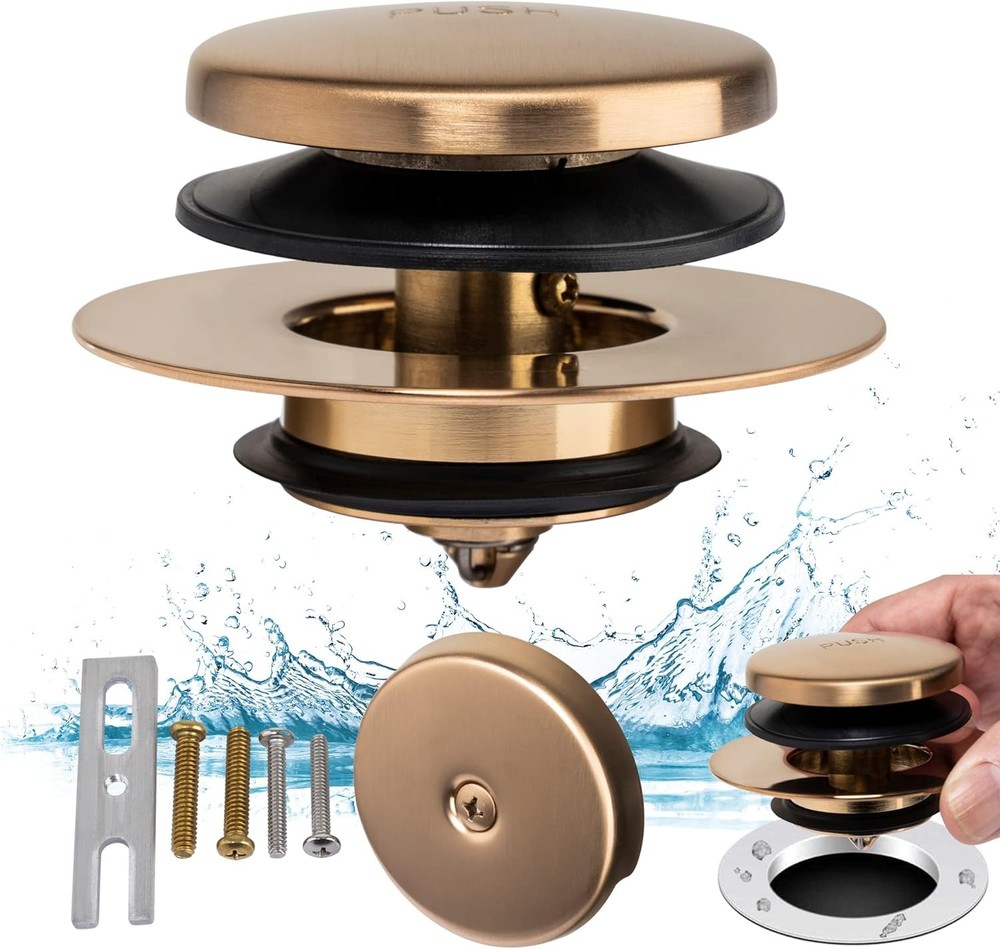 Champagne Bronze Universal Tub Drain Tip Toe Tub Conversion Kit Assembly