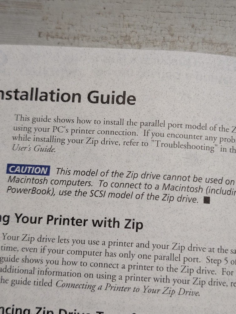 Iomega Zip Drive 100 Parallel Port Installation Guide Manual PC Windows DOS