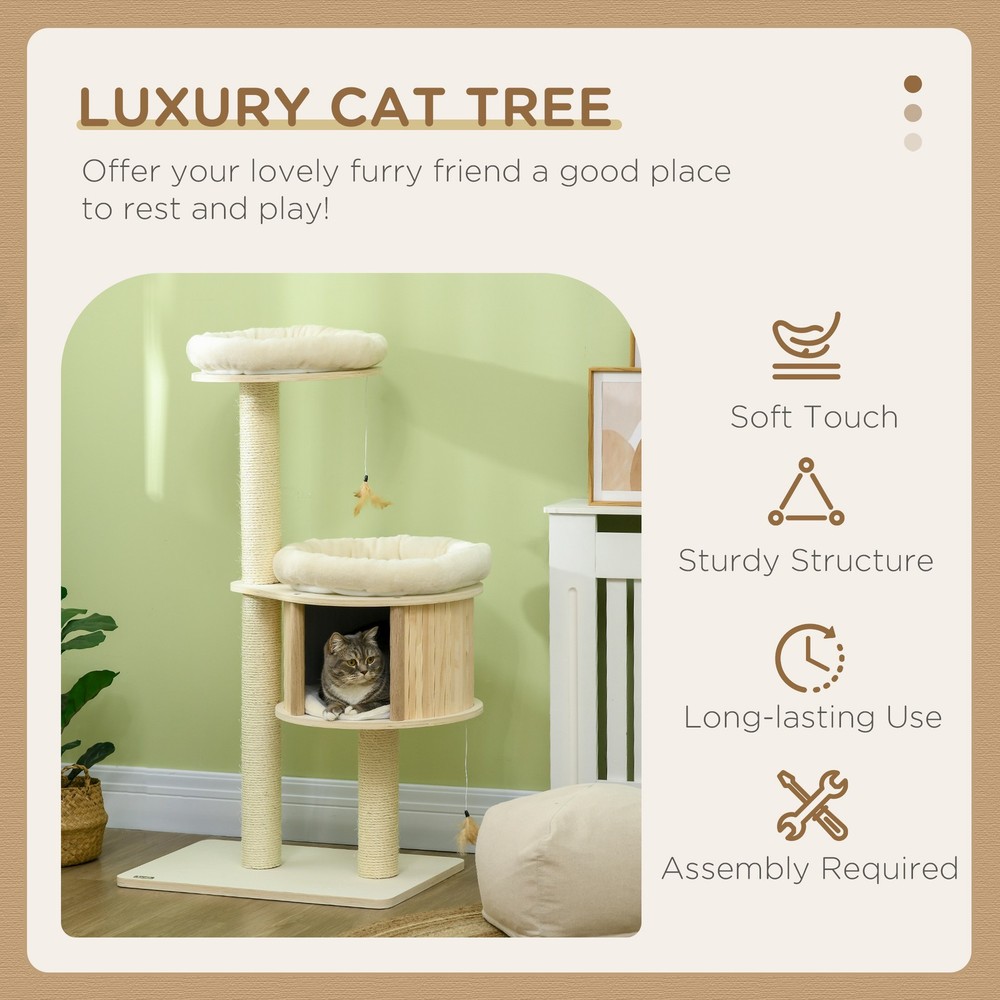 3-Level Cat Tree with Sisal Scratching Posts for Playing