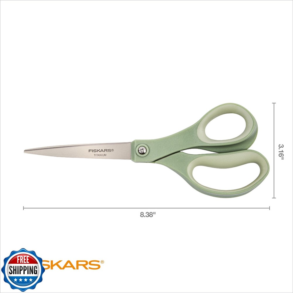 Fiskars 8” Comfort Grip Titanium Multipurpose Scissors with Ergonomic Handles