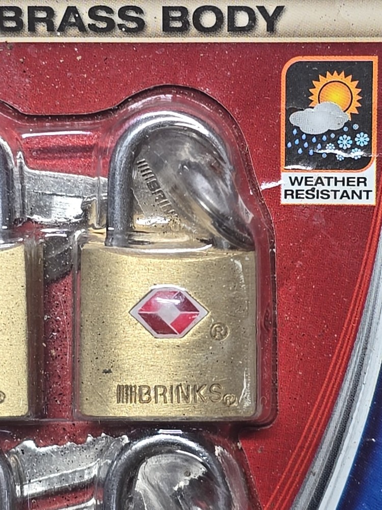 Brinks Solid Brass Locks (4) with Keys TSA Accepted Manufactured Sealed READ