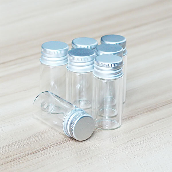 10ML Perfume Crafts Oils Screw Glass Bottles 10~100PCS Mini Jars Lids Aluminum