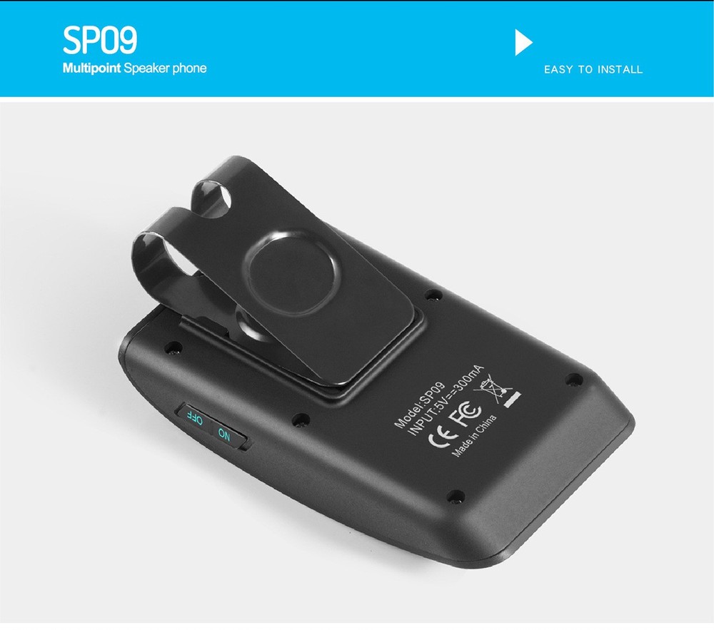 Wireless Bluetooth 5.0 Speakerphone Speaker Phone Visor Clip Hands Free Car Kit