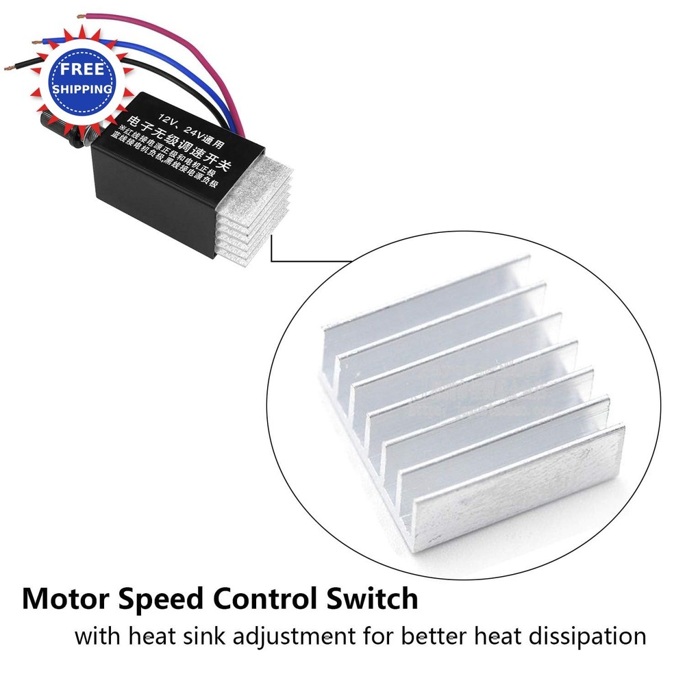 DC Motor Speed Controller 12V 24V 10A Electronic Stepless Regulator Universal