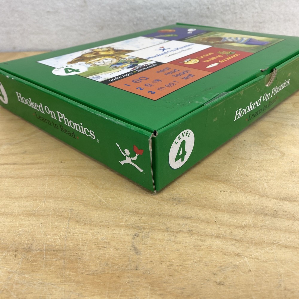 Hooked On Phonics Learn To Read Level 4 Audio Tapes Flash Cards Green Workbook