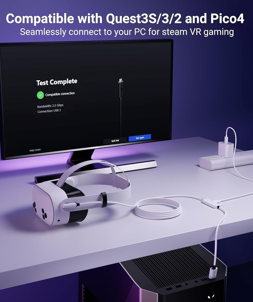 Durable 16FT USB 3.0 VR Link Cable for Seamless Gaming & Charging Experience