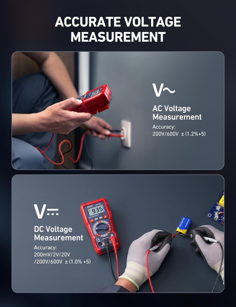 AstroAI Digital Multimeter Voltage Tester, TRMS 2000 Counts Compact, Black