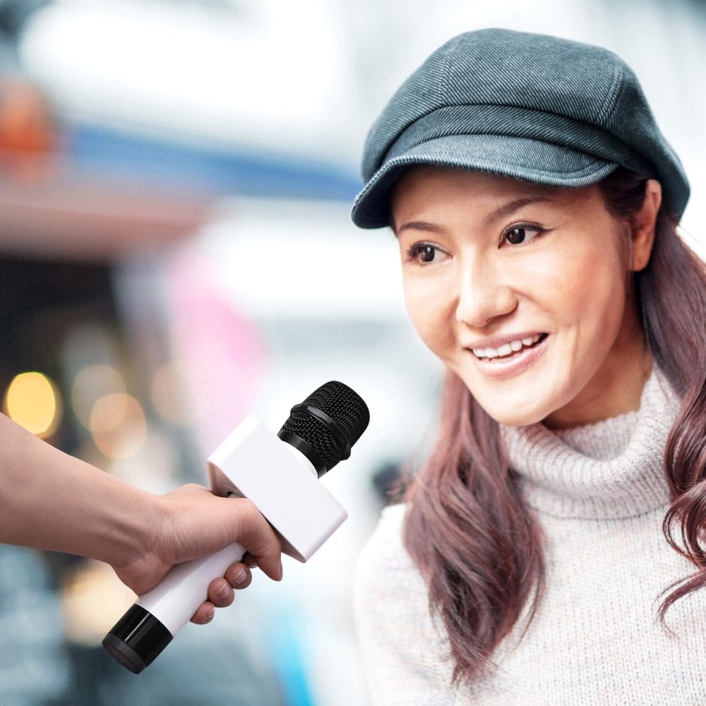 Custom Mic Flag Triangle White Abs Microphone Logo Interview Station Label fo...