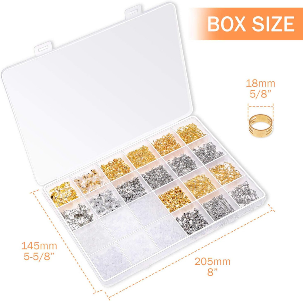 Earring Making Kit with Earring Hooks Findings, Earring Backs Posts, Jump Rings