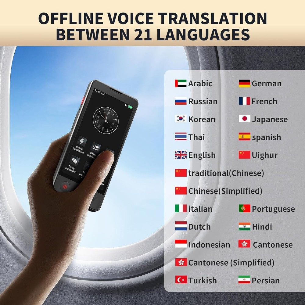 AI Language Translator Device Support 150 Languages Offline Instant Two-Way