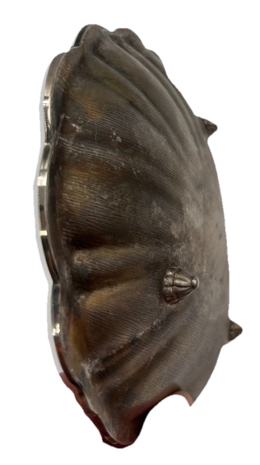 Vtg Silver Tone Swan Candy Dish Trinket Bowl–Scalloped Shell Design Cottagecore