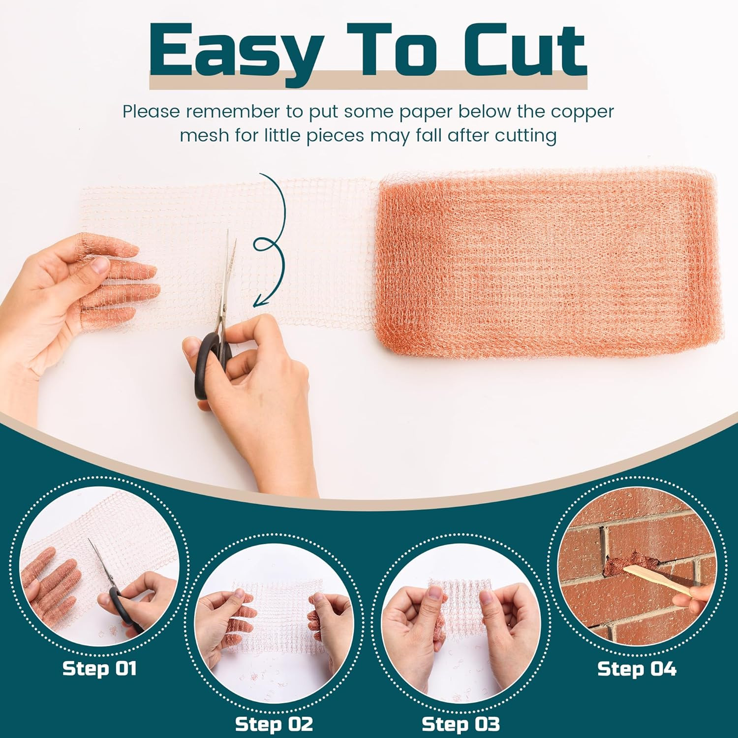 Copper Mesh Rodent Control, 5in x 30ft Rustproof Pure Copper Mesh Roll