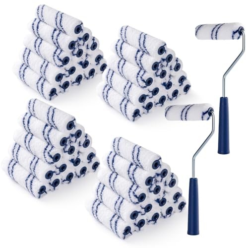 60 Pack 4 Inch Microfiber Paint Roller, Small 4 Inch Paint Roller Kit, 60 Pack