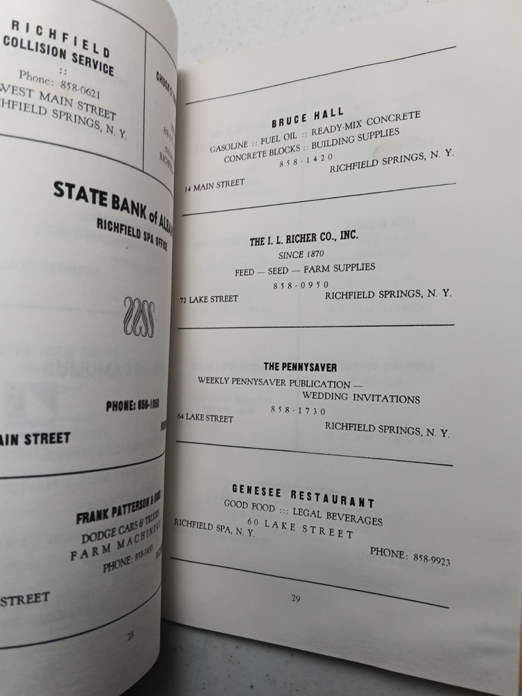 1973 Otsego County NY Vol. Fire Dept Convention Program Firefighting Hartwick