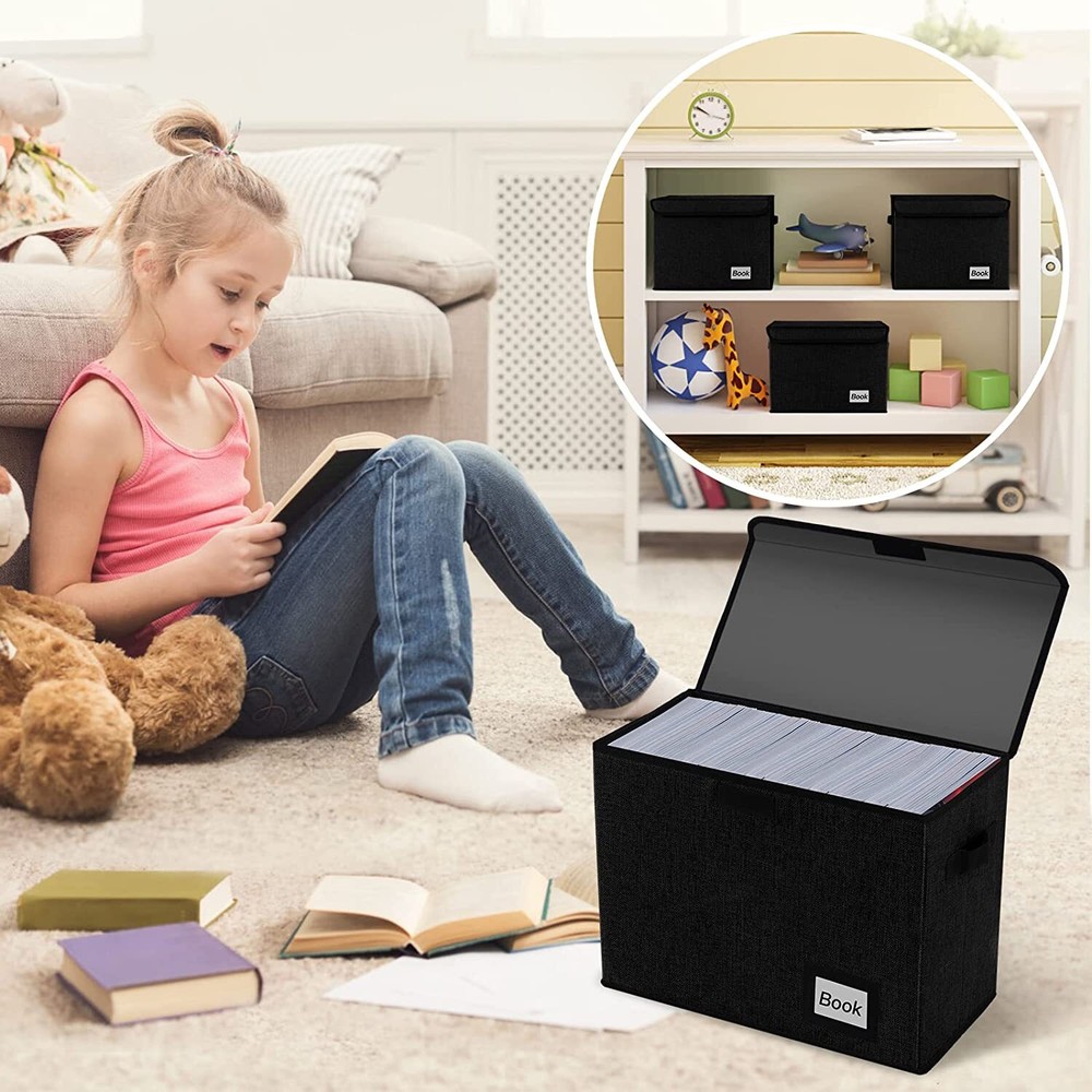 Book Storage Box Organizer Large Collapsible Leather Comic Books Container Board