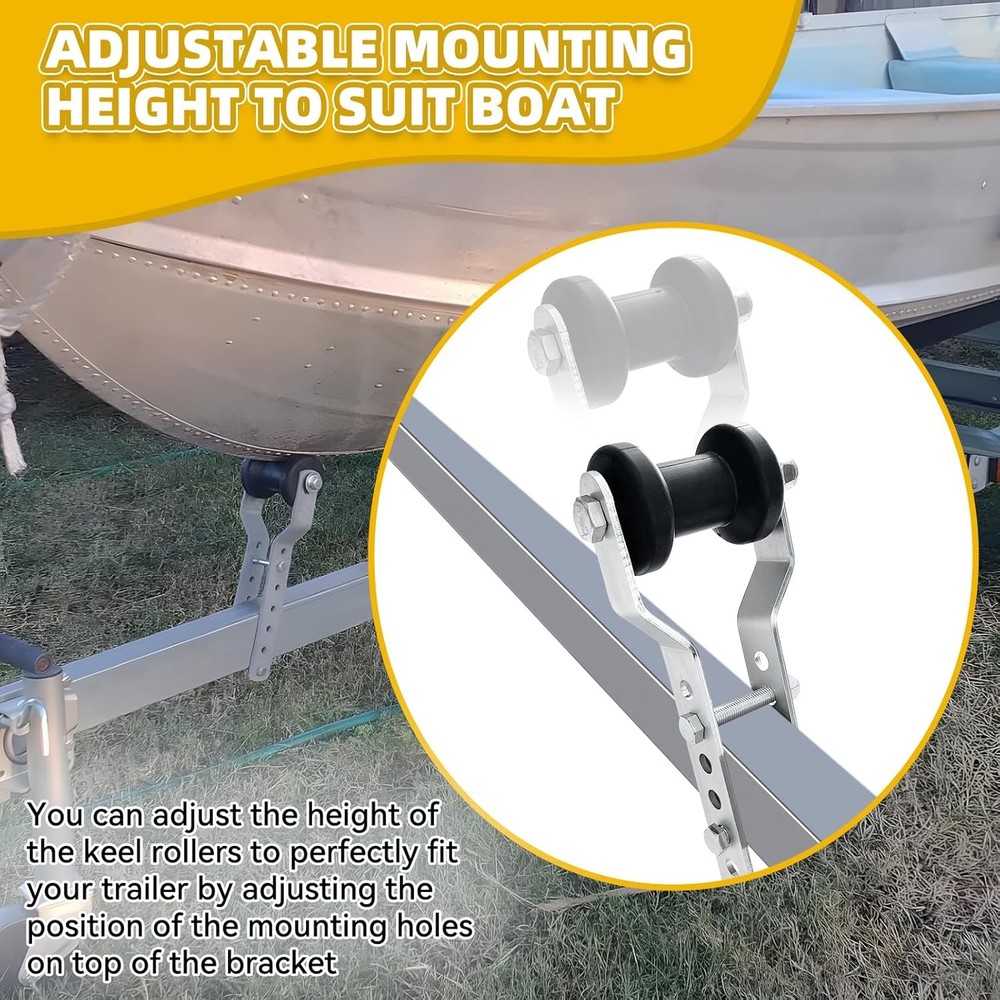 4" Adjustable Keel Roller with Panel Bracket Assembly for 2" Tongue Heavy Duty