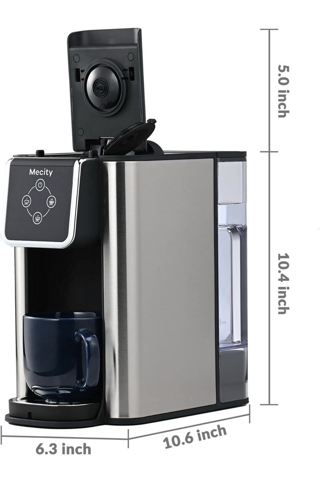 Mecity KC101 Pod Coffee Maker, 1.5L, Silver/Black, K-Cup Compatible, Touch Panel