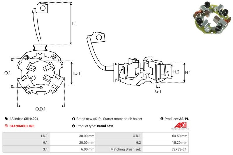 FOR CAR STARTER SBH4004 HOLDER, CARBON BRUSHES