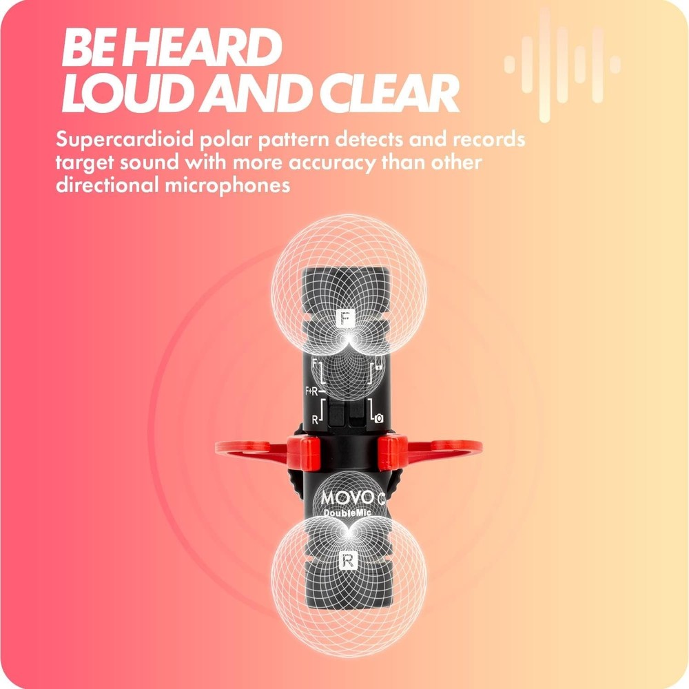 DoubleMic V2 Two-Sided Shotgun Mic for Camera Vlogging Dual Capsule External Mic
