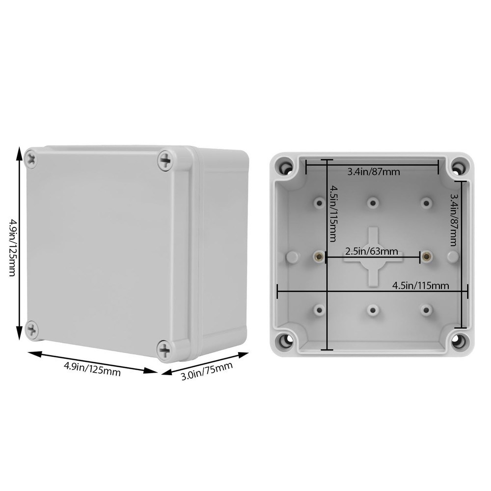 Junction Box, 4.9"x 4.9"x 3"(2 Pack) Outdoor Electrical Box with Mounting Pla...