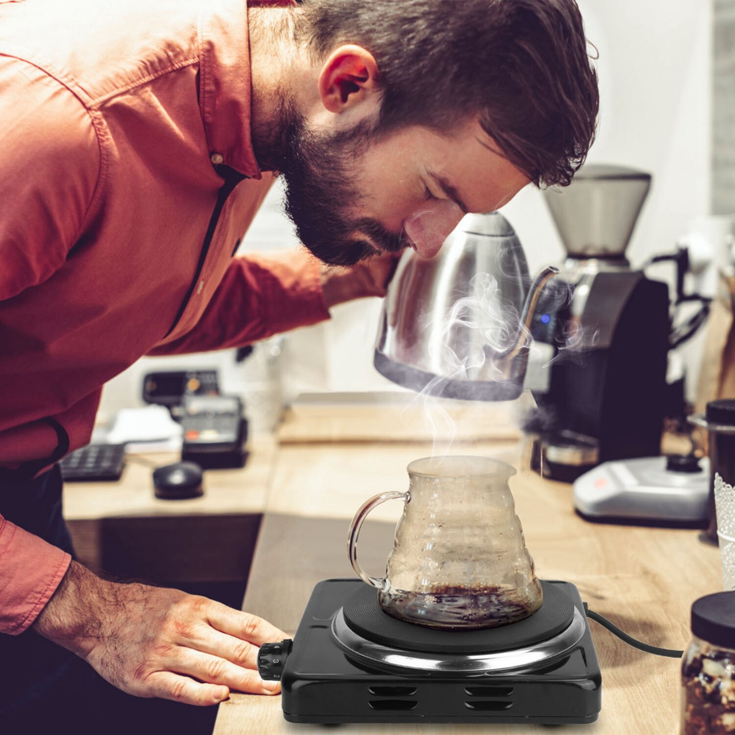 ♨️1500W Portable Single Electric Burner Hot Plate Camping Stove Adjustable 110V