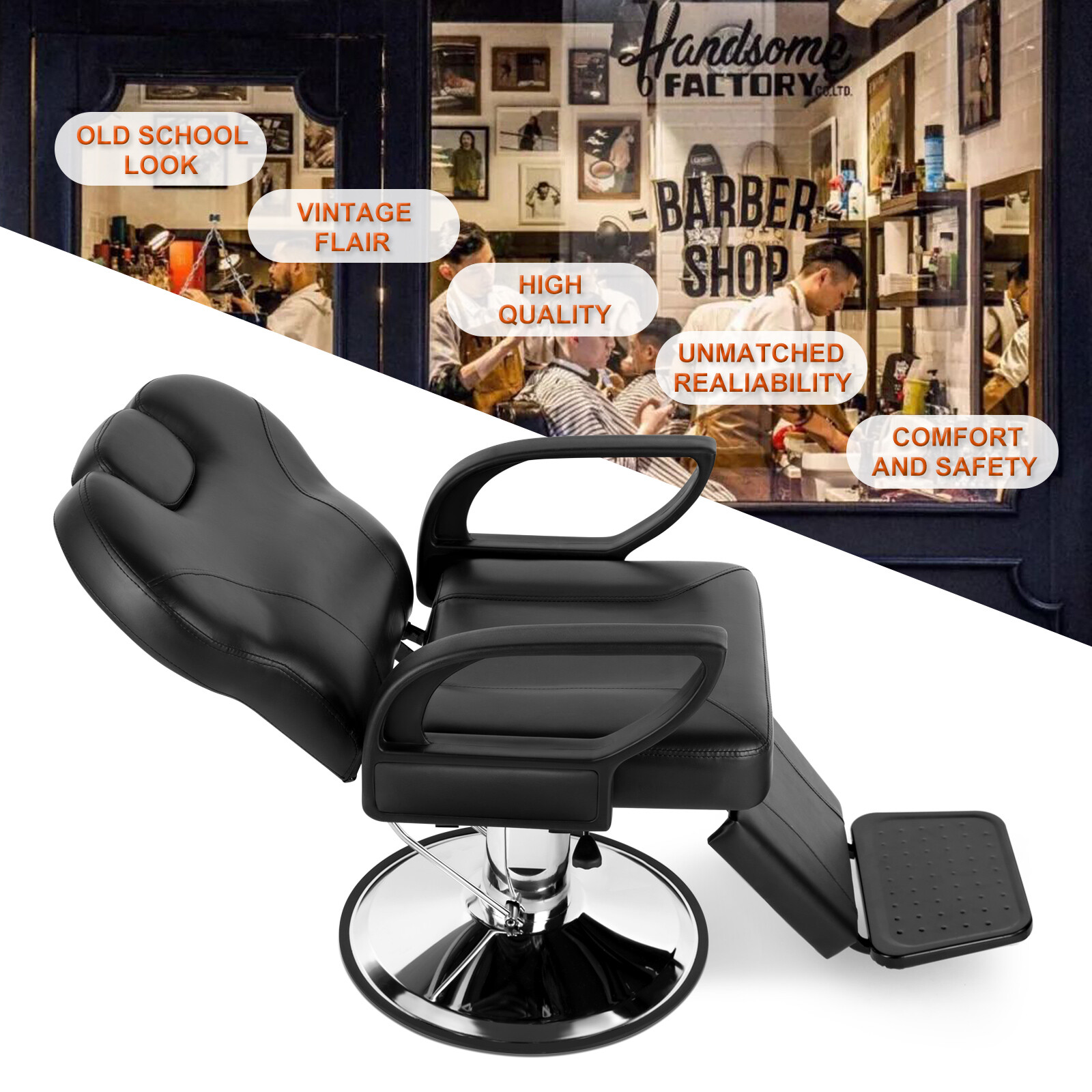 Black All Purpose Reclining Hydraulic Barber Chair Heavy Duty Salon Spa Beauty