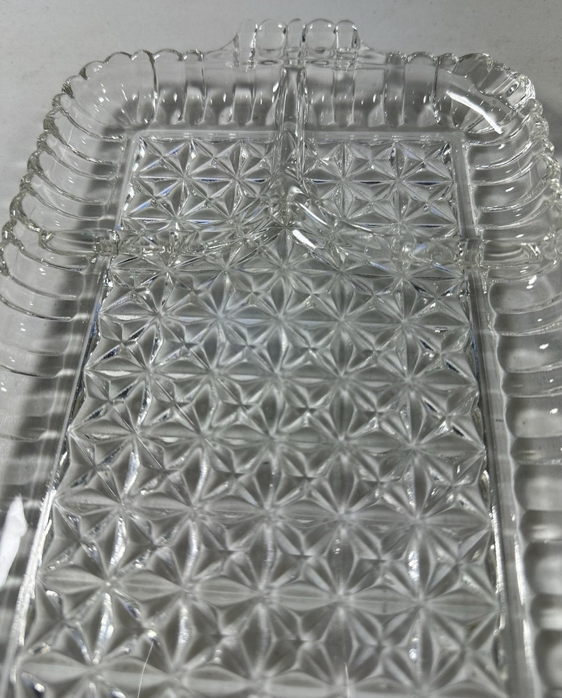 3pc Glass Appetizer Serving Plate 3 Compartment Edge Kitchen Serving Platters