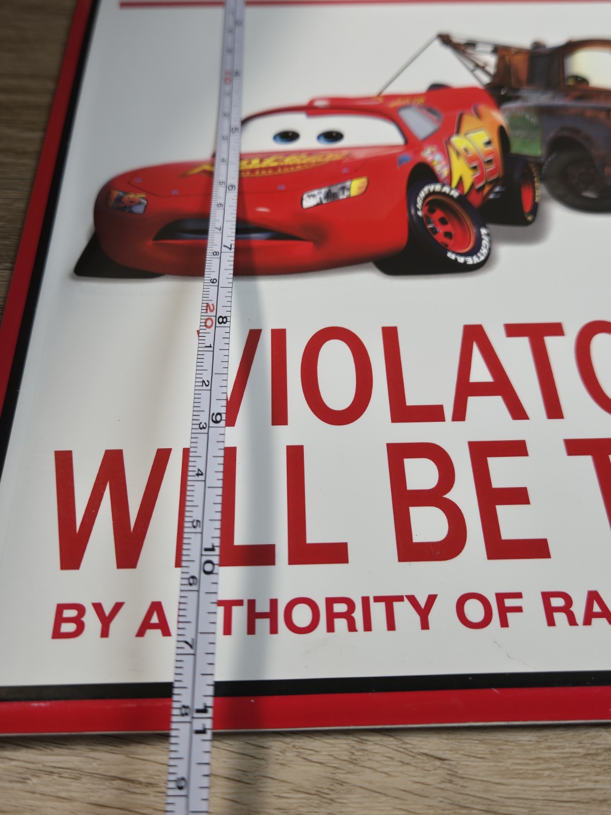 Disney Pixar Movie Cars No Parking Metal Sign 8” By 11” Radiator Springs