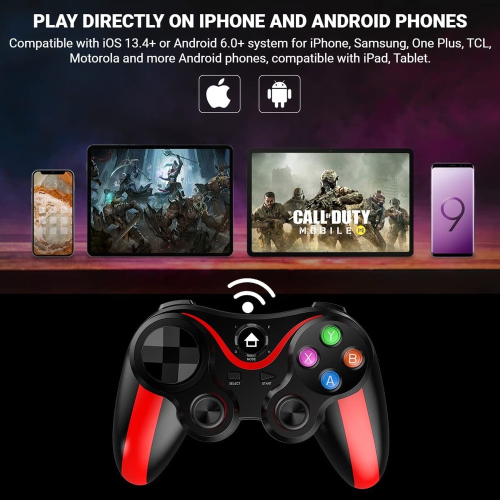 Mobile Game Controller for iPhone & Android with Holder, Bluetooth Gamepad Jo...