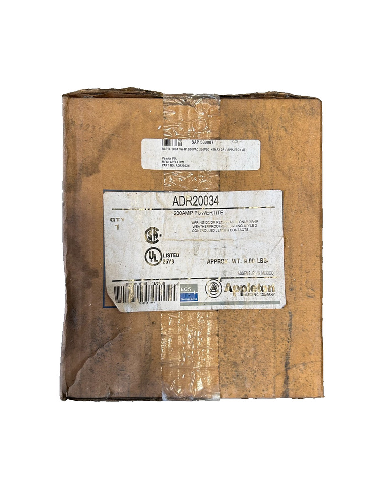 Appleton ADR20034 Explosion Proof Receptacle Plug Assembly 200A 600V