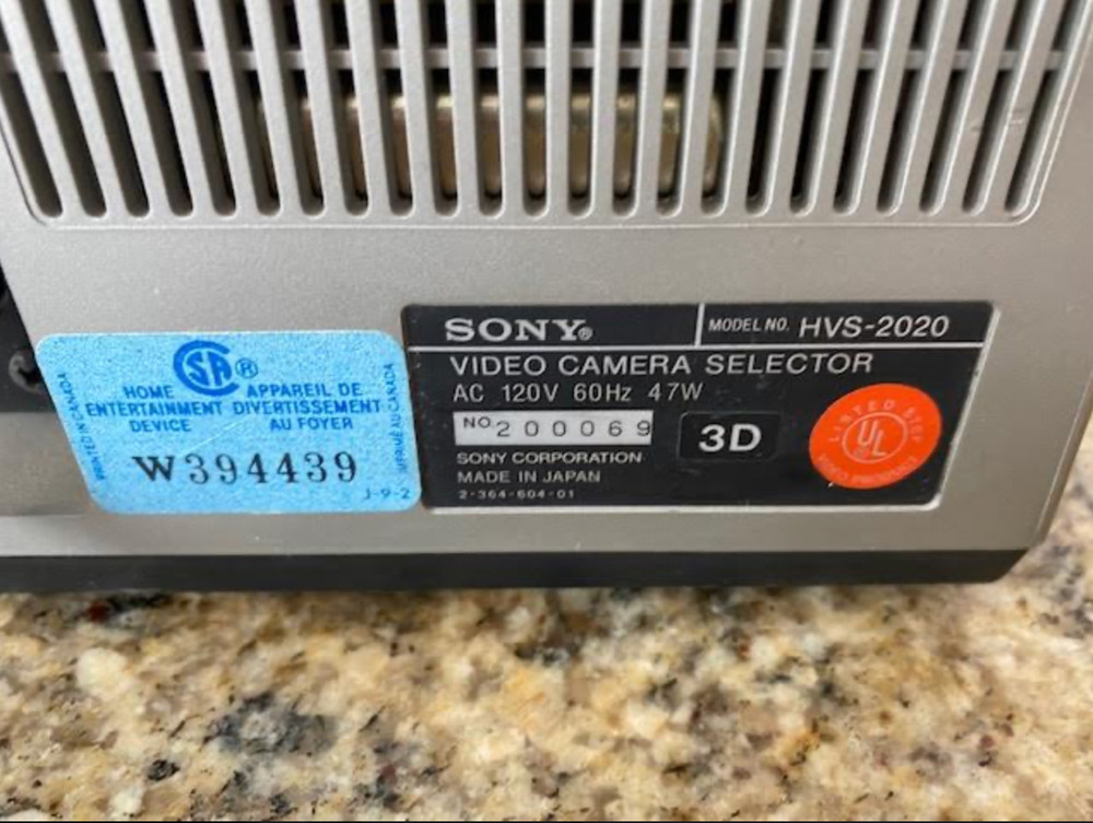 Sony Video Camera Selector -HVS-2020