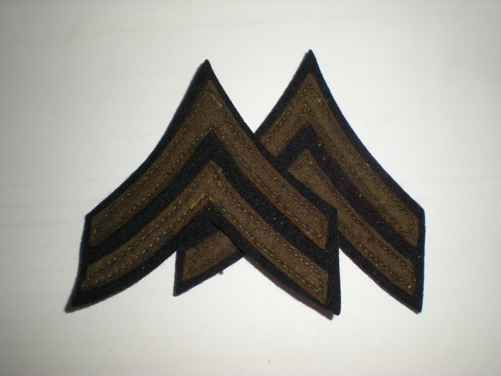 US ARMY WWII CORPORAL STRIPES RANK - ORIGINAL WOOL ON WOOL -- 1 PAIR